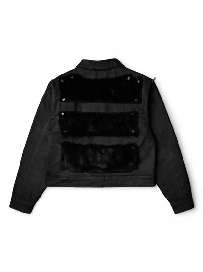 .Black Convertible Fur Jacket