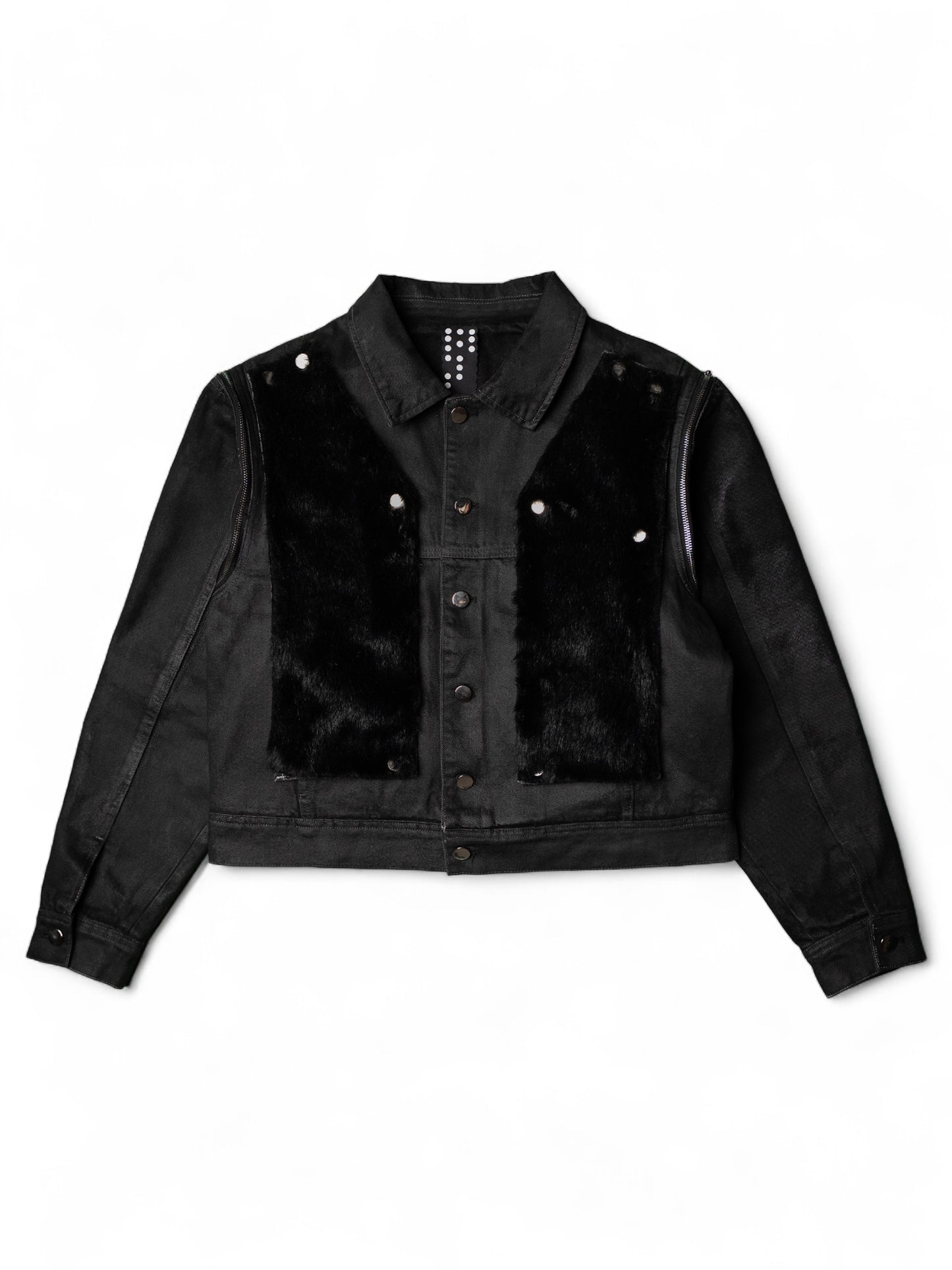 .Black Convertible Fur Jacket