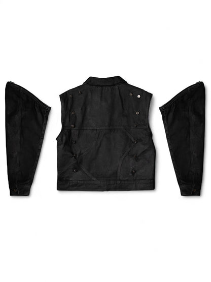 .Black Convertible Fur Jacket