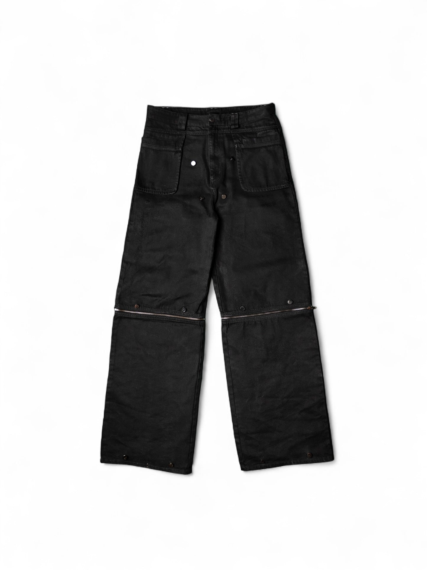 .Black Convertible Fur Jeans
