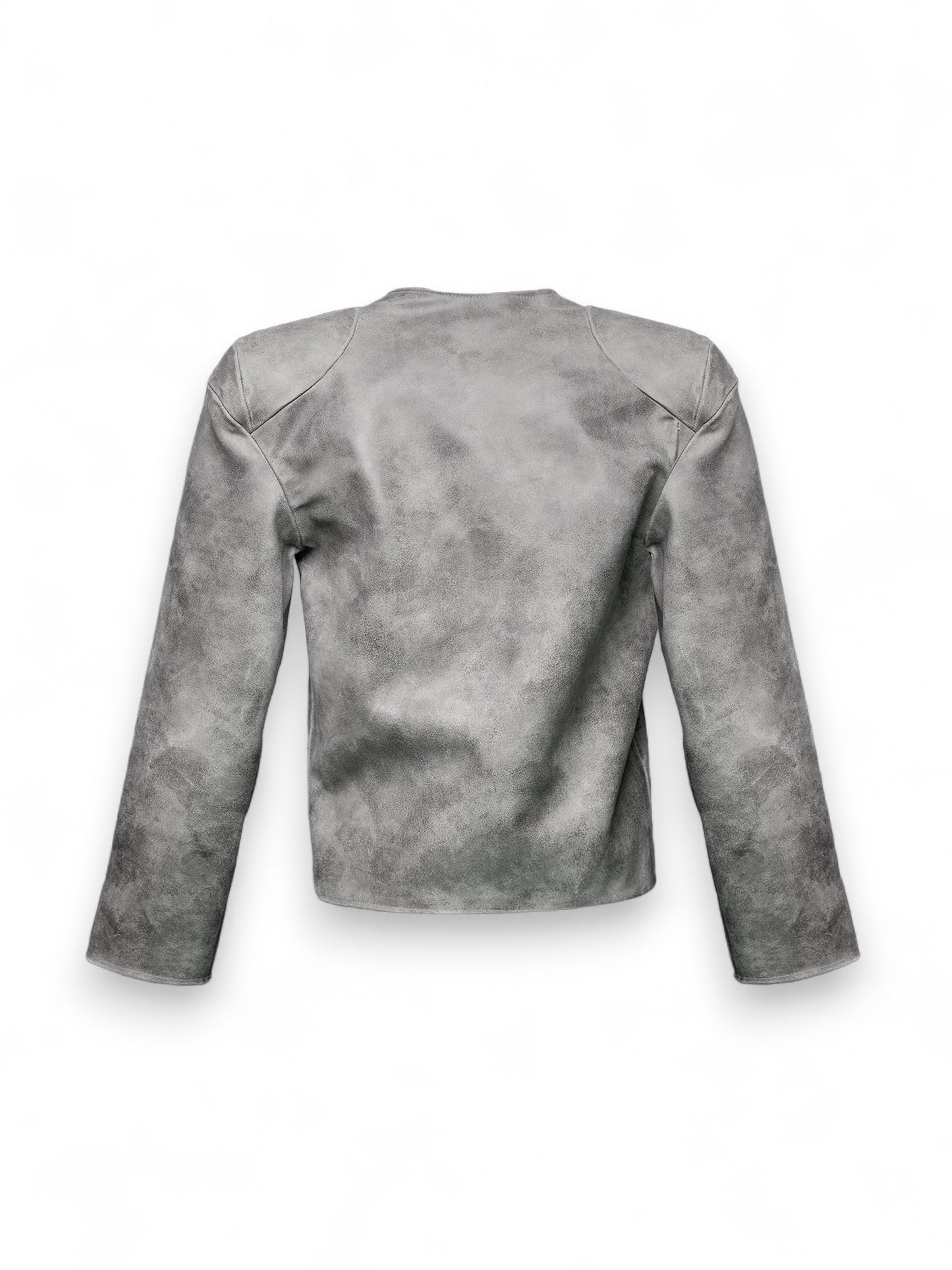 .Leather Zip-Up Jacket