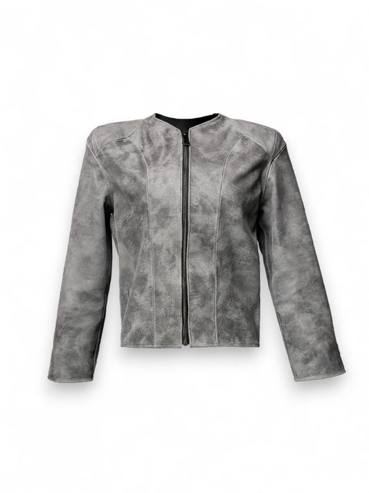 .Leather Zip-Up Jacket