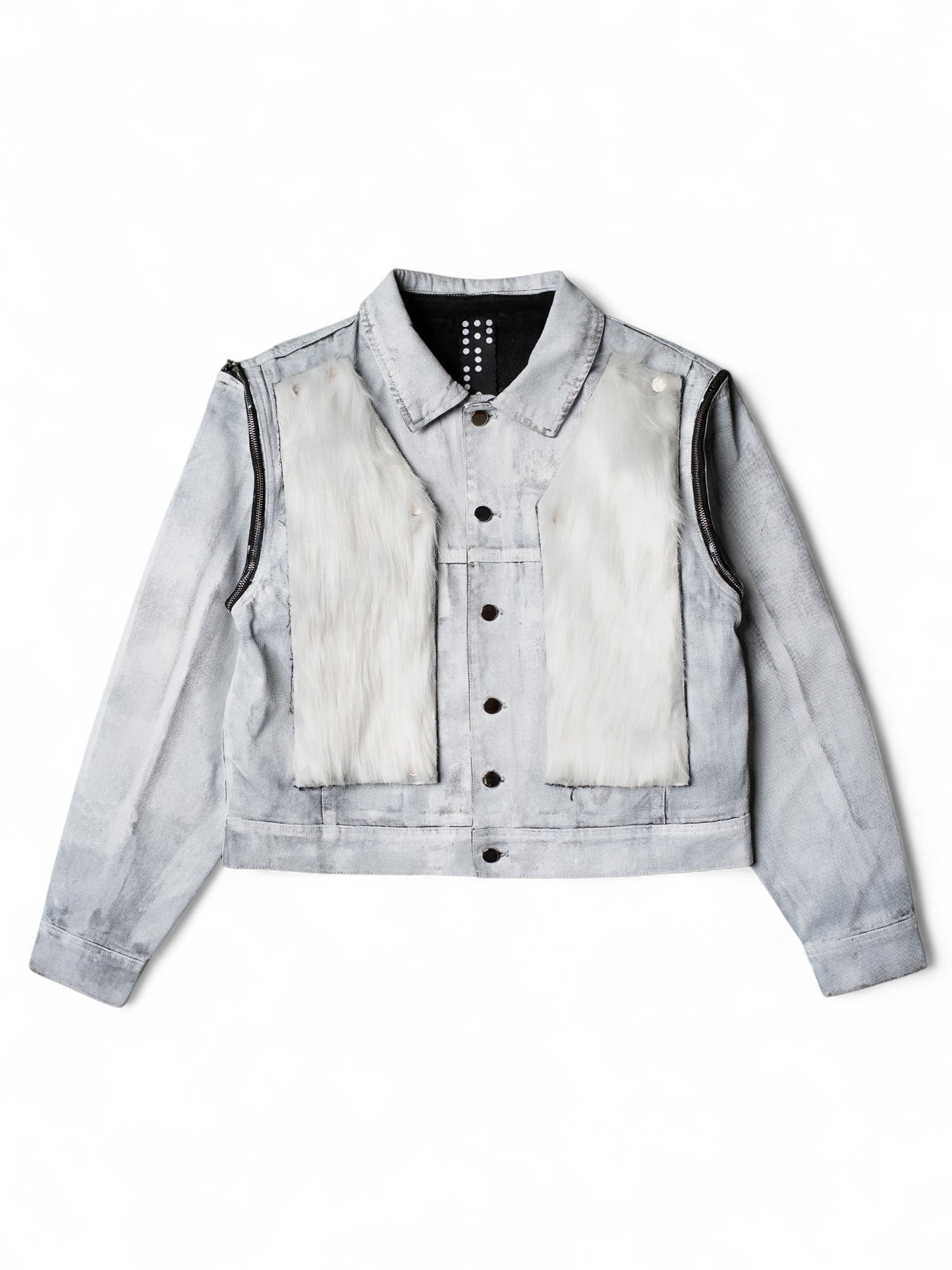 .White Convertible Fur Jacket