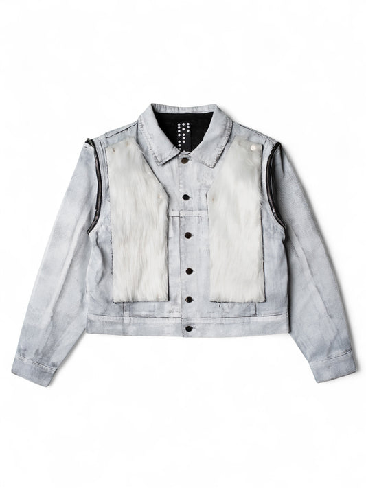 .White Convertible Fur Jacket