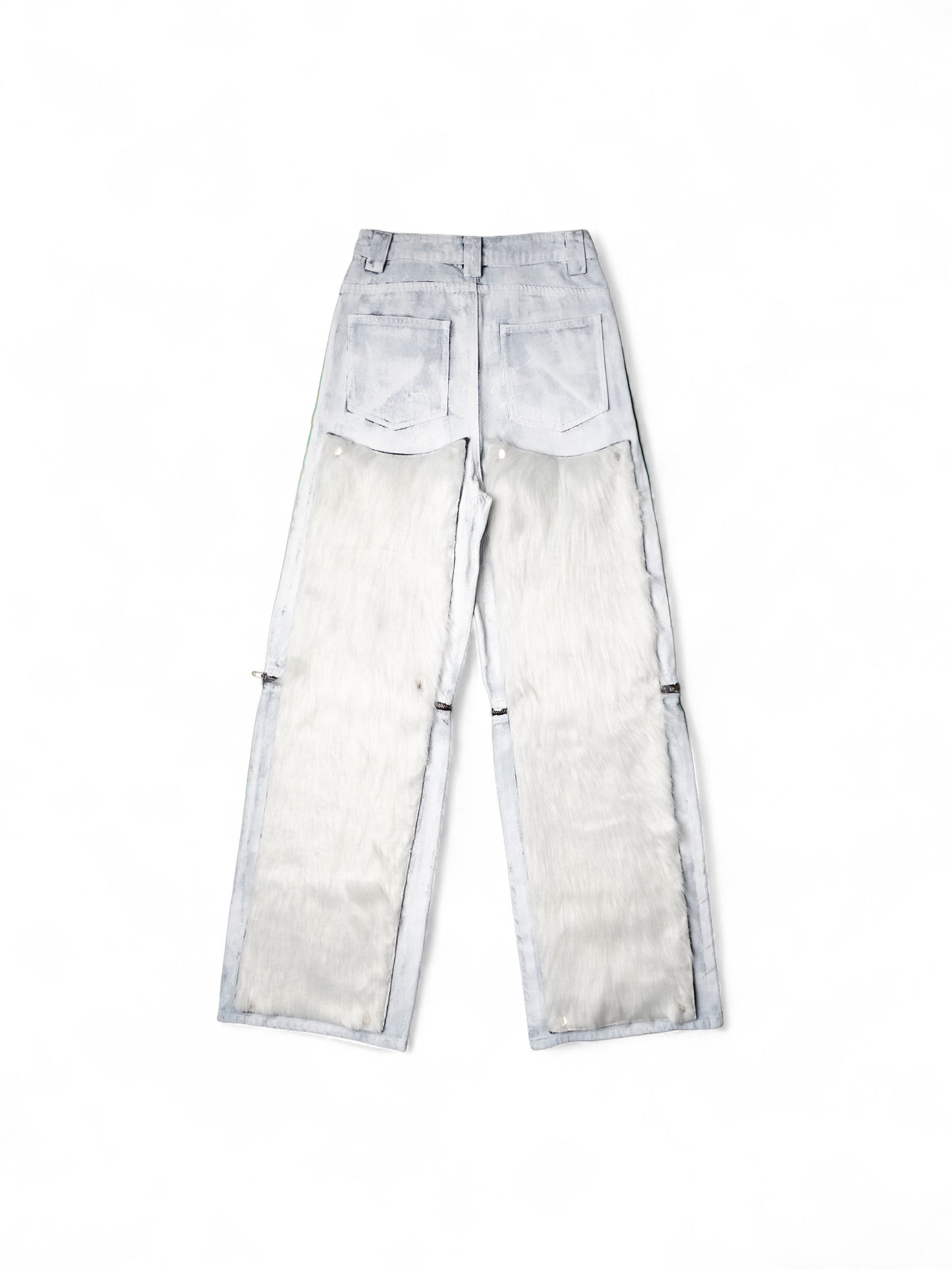 .White Convertible Fur Jeans