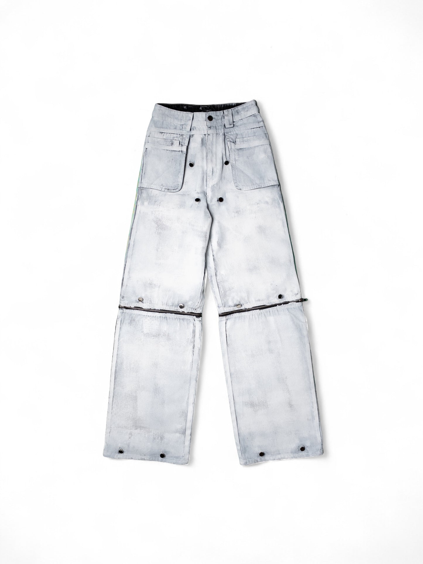 .White Convertible Fur Jeans