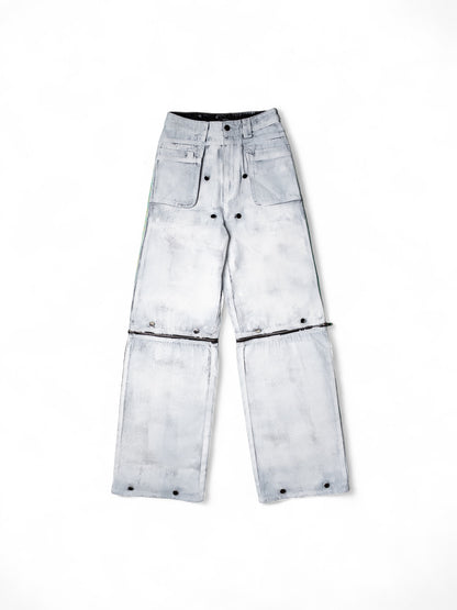 .White Convertible Fur Jeans
