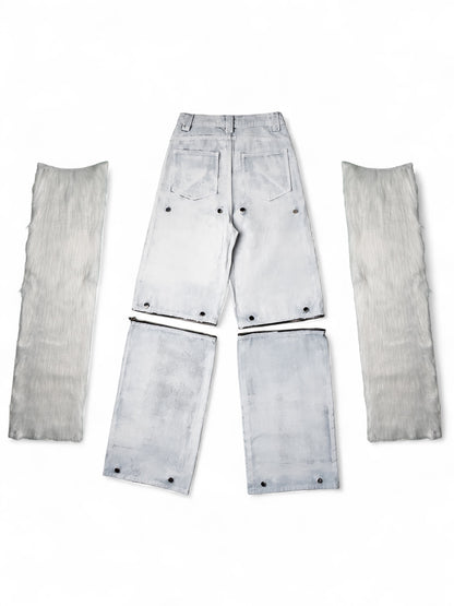 .White Convertible Fur Jeans